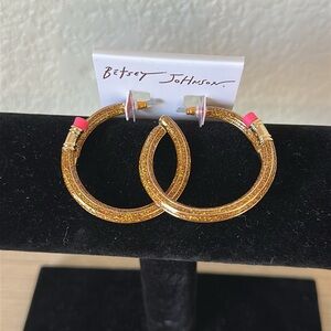 Betsey Johnson Gold and Pink Pencil Statement Earrings